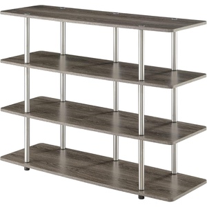 image:imageConvenience Concepts Designs2Go No Tools XL Highboy 4Tier TV Stand 4725  Entertainment Center for TVs up to 55 Inches Modern TV Console with Shelves for Living Room Family Room Light OakWeathered Gray