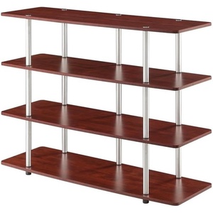 image:imageConvenience Concepts Designs2Go No Tools XL Highboy 4Tier TV Stand 4725  Entertainment Center for TVs up to 55 Inches Modern TV Console with Shelves for Living Room Family Room Light OakCherry