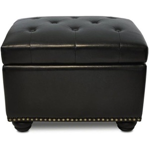 image:imageConvenience Concepts Designs4Comfort 5th Avenue Storage Ottoman 24  Contemporary Foot Stool and Seat with Hinged Lid for Living Room Dining Room Office Den Tan FabricBlack Faux Leather