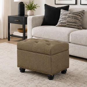 image:imageConvenience Concepts Designs4Comfort 5th Avenue Storage Ottoman 24  Contemporary Foot Stool and Seat with Hinged Lid for Living Room Dining Room Office Den Tan FabricSandstone Fabric