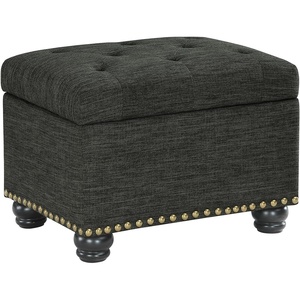 image:imageConvenience Concepts Designs4Comfort 5th Avenue Storage Ottoman 24  Contemporary Foot Stool and Seat with Hinged Lid for Living Room Dining Room Office Den Tan FabricDark Charcoal Gray Fabric