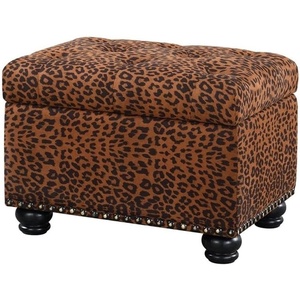 image:imageConvenience Concepts Designs4Comfort 5th Avenue Storage Ottoman 24  Contemporary Foot Stool and Seat with Hinged Lid for Living Room Dining Room Office Den Tan FabricForest Leopard Print Fabric