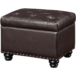 image:imageConvenience Concepts Designs4Comfort 5th Avenue Storage Ottoman 24  Contemporary Foot Stool and Seat with Hinged Lid for Living Room Dining Room Office Den Tan FabricDark Espresso