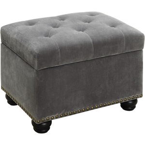 image:imageConvenience Concepts Designs4Comfort 5th Avenue Storage Ottoman 24  Contemporary Foot Stool and Seat with Hinged Lid for Living Room Dining Room Office Den Tan FabricVelvet Gray