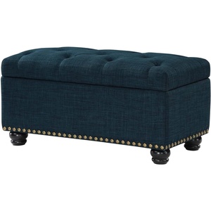 image:imageConvenience Concepts Designs4Comfort 7th Avenue Ottoman Bench 355  Modern Upholstered Footstool amp Seat with Hinged Lid amp Storage for Living Room Bedroom amp Entryway Dark Blue FabricDark Blue Fabric