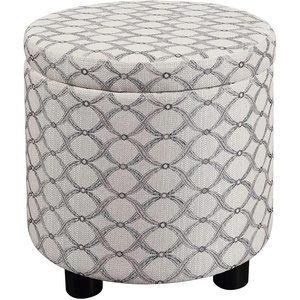 image:imageConvenience Concepts Designs4Comfort Accent Storage Ottoman 1575  Round Modern Upholstered Foot Stool with Tray Lid for Living Room Family Room Storage Ottoman Seat Ribbon Pattern Fabric