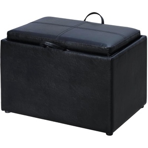 image:imageConvenience Concepts Designs4Comfort Accent Storage Ottoman 2275  Modern Foot Stool with Decorative Tray for Living Room Dining Room Office Black Faux LeatherBlack Faux Leather