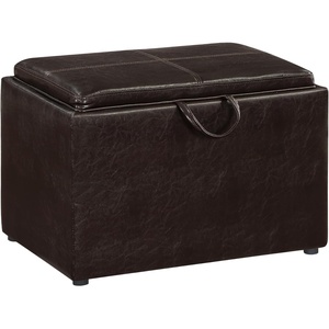 image:imageConvenience Concepts Designs4Comfort Accent Storage Ottoman 2275  Modern Foot Stool with Decorative Tray for Living Room Dining Room Office Black Faux LeatherEspresso Faux Leather