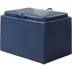 image:imageConvenience Concepts Designs4Comfort Accent Storage Ottoman 2275  Modern Foot Stool with Decorative Tray for Living Room Dining Room Office Black Faux LeatherBlue Faux Leather