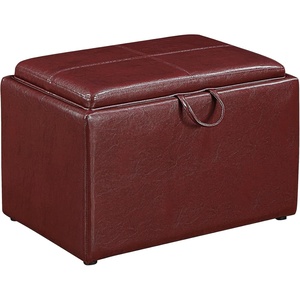 image:imageConvenience Concepts Designs4Comfort Accent Storage Ottoman 2275  Modern Foot Stool with Decorative Tray for Living Room Dining Room Office Black Faux LeatherBurgundy Faux Leather