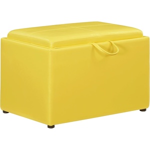 image:imageConvenience Concepts Designs4Comfort Accent Storage Ottoman 2275  Modern Foot Stool with Decorative Tray for Living Room Dining Room Office Black Faux LeatherYellow Faux Leather
