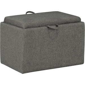 image:imageConvenience Concepts Designs4Comfort Accent Storage Ottoman 2275  Modern Foot Stool with Decorative Tray for Living Room Dining Room Office Black Faux LeatherSoft Gray Fabric