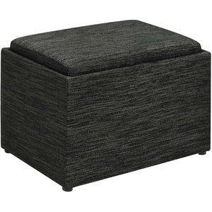 image:imageConvenience Concepts Designs4Comfort Accent Storage Ottoman 2275  Modern Foot Stool with Decorative Tray for Living Room Dining Room Office Black Faux LeatherDark Charcoal Gray Fabric