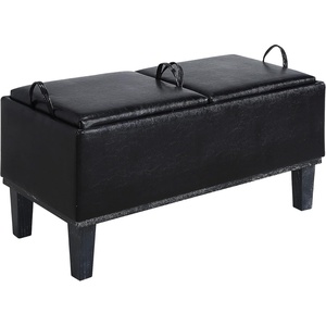 image:imageConvenience Concepts Designs4Comfort Brentwood Storage Ottoman with Reversible Trays Black Faux LeatherBlackBlack Faux LeatherBlack