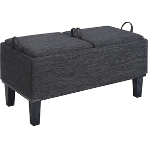 image:imageConvenience Concepts Designs4Comfort Brentwood Storage Ottoman with Reversible Trays Black Faux LeatherBlackDark Charcoal Gray FabricBlack