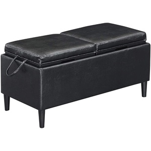 image:imageConvenience Concepts Designs4Comfort Magnolia Storage Ottoman with Reversible Trays Black Faux LeatherBlack Faux Leather