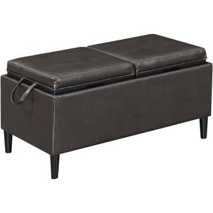 image:imageConvenience Concepts Designs4Comfort Magnolia Storage Ottoman with Reversible Trays Black Faux LeatherEspresso Faux Leather