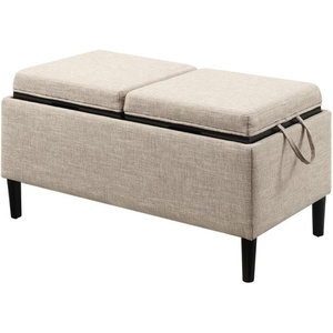 image:imageConvenience Concepts Designs4Comfort Magnolia Storage Ottoman with Reversible Trays Black Faux LeatherTan Fabric