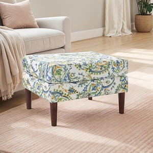 image:imageConvenience Concepts Designs4Comfort Marlow Ottoman 27  MidCentury Modern Upholstered Footrest amp Seat for Living Room Bedroom Hallway or Entryway Dark Blue FabricPaisley Fabric