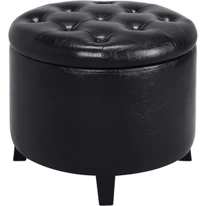 image:imageConvenience Concepts Designs4Comfort Storage Ottoman Dark Blue FabricBlack Faux Leather