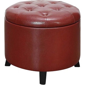 image:imageConvenience Concepts Designs4Comfort Storage Ottoman Dark Blue FabricBurgundy Faux Leather