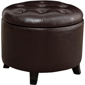 image:imageConvenience Concepts Designs4Comfort Storage Ottoman Dark Blue FabricEspresso Faux Leather