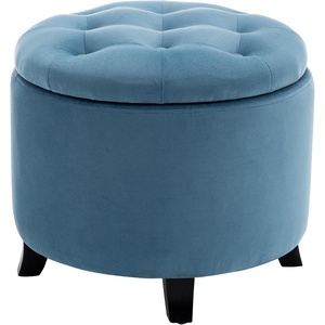 image:imageConvenience Concepts Designs4Comfort Storage Ottoman Dark Blue FabricLight Blue Corduroy