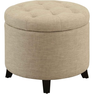image:imageConvenience Concepts Designs4Comfort Storage Ottoman Dark Blue FabricTan Fabric