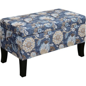 image:imageConvenience Concepts Designs4Comfort Winslow Storage Ottoman Bench 32  Transitional Upholstered Footstool amp Seat for Living Room Entryway Hallway amp Bedroom Butterfly FabricIndigo Flora Fabric