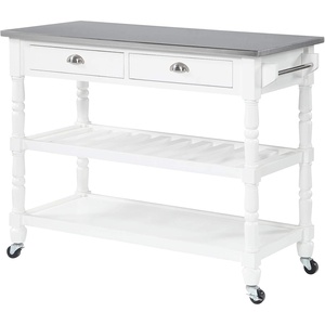 image:imageConvenience Concepts French Country 3Tier Stainless Steel Kitchen Cart with Drawers Wirebrush Dark GrayWhite