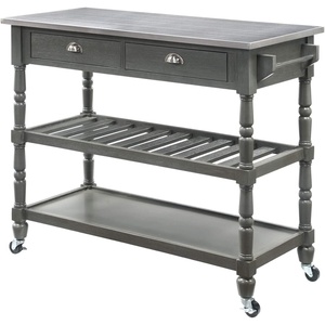 image:imageConvenience Concepts French Country 3Tier Stainless Steel Kitchen Cart with Drawers Wirebrush Dark GrayWirebrush Dark Gray