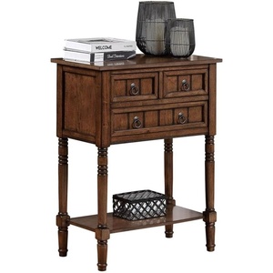 image:imageConvenience Concepts Kendra Entryway Hall Table 2375  3 Storage Drawers Traditional Console with Shelf for Decor Office amp Hallway Organizer No Tools Assembly Solid Wood Legs BlackDark Oak