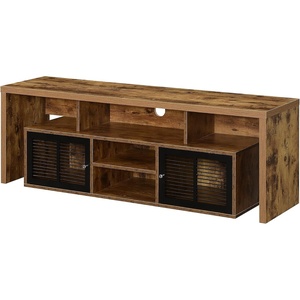image:imageConvenience Concepts Lexington TV Stand with Storage Cabinets and Shelves 60 White R40573BarnwoodBlack