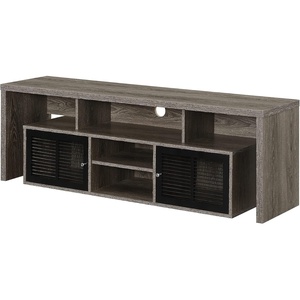 image:imageConvenience Concepts Lexington TV Stand with Storage Cabinets and Shelves 60 White R40573Weathered GrayBlack
