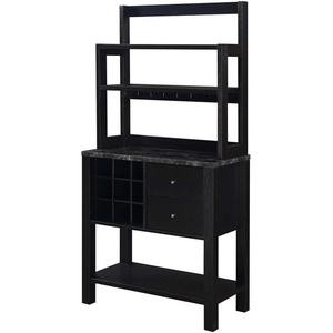 image:imageConvenience Concepts Newport Serving Bar EspressoFaux MarbleBlack Faux Marble  Black