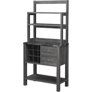 image:imageConvenience Concepts Newport Serving Bar EspressoFaux MarbleBlack Faux MarbleWeathered Gy