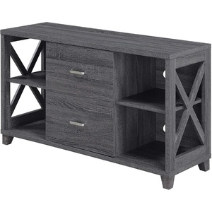 image:imageConvenience Concepts Oxford Deluxe 2 Drawer TV Stand with Shelves for TVs up to 55 Inches Weathered GrayWeathered Gray