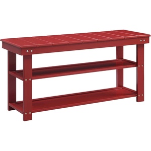 image:imageConvenience Concepts Oxford Utility Mudroom Bench BlackCranberry Red