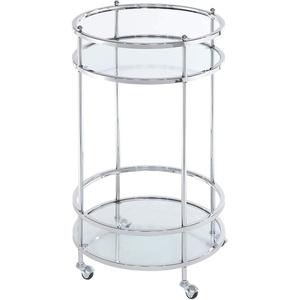 image:imageConvenience Concepts Royal Crest Bar Cart With Wheels Clear Glass  Chrome Frame