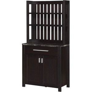 image:imageConvenience Concepts Sawyer 1 Drawer Wine Bar with Storage Cabinet and Shelves Black Faux MarbleEspressoBlack Faux MarbleEspresso