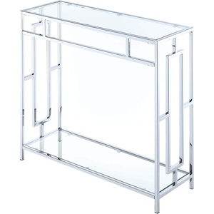 image:imageConvenience Concepts Town Square Chrome Glass Hall Table 315  Modern Sofa Table with Storage Shelf Entryway Table for Living Room Bedroom Bathroom GlassChromeModern