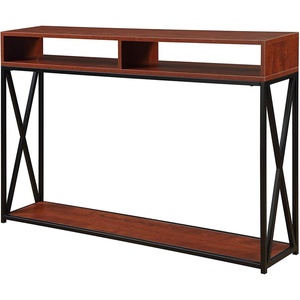 image:imageConvenience Concepts Tucson Deluxe 2 Tier Console Table SandstoneCherry  Black