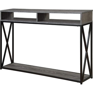 image:imageConvenience Concepts Tucson Deluxe 2 Tier Console Table SandstoneWeathered GrayBlack