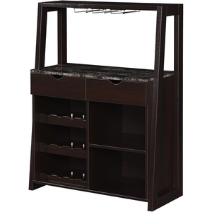 image:imageConvenience Concepts Uptown Wine Bar with Cabinet Faux Black MarbleEspresso
