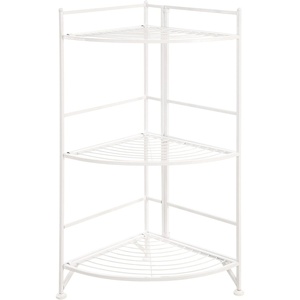 image:imageConvenience Concepts Xtra Storage 3 Tier Folding Metal Corner Shelf BlackWhite