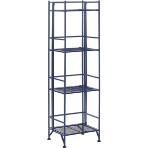 image:imageConvenience Concepts Xtra Storage 4 Tier Folding Metal Shelf BlackCobalt Blue