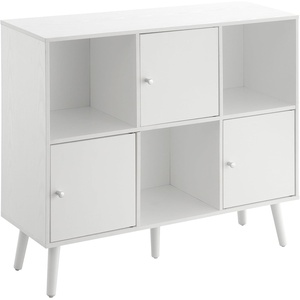 image:imageConvenience Concepts Xtra Storage Cube Organizer Sideboard Console Table with Shelves and MagneticClose Cabinets  for Living Room Office Closet Kitchen 3525 L x 115 W x 2975 H WhiteWhite