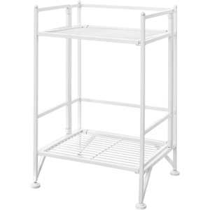 image:imageConvenience Concepts Xtra Storage Shelves  2 Tier Folding Metal Organizer Shelf for Office Closet Laundry Room Garage Kitchen Bathroom amp Bedroom No Tools Assembly WhiteWhite