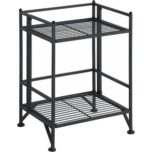 image:imageConvenience Concepts Xtra Storage Shelves  2 Tier Folding Metal Organizer Shelf for Office Closet Laundry Room Garage Kitchen Bathroom amp Bedroom No Tools Assembly WhiteBlack