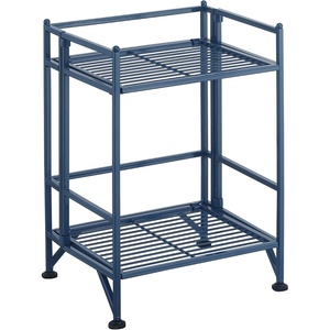 image:imageConvenience Concepts Xtra Storage Shelves  2 Tier Folding Metal Organizer Shelf for Office Closet Laundry Room Garage Kitchen Bathroom amp Bedroom No Tools Assembly WhiteCobalt Blue
